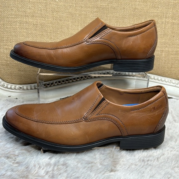 Clarks | Whiddon Step Size 9, Dark Tan Leather Slip On Loafers - Picture 8 of 14